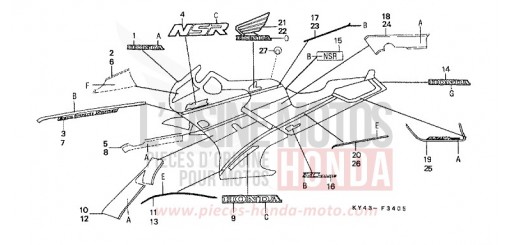 RAYURE/MARQUE (6) NSR125RM de 1991